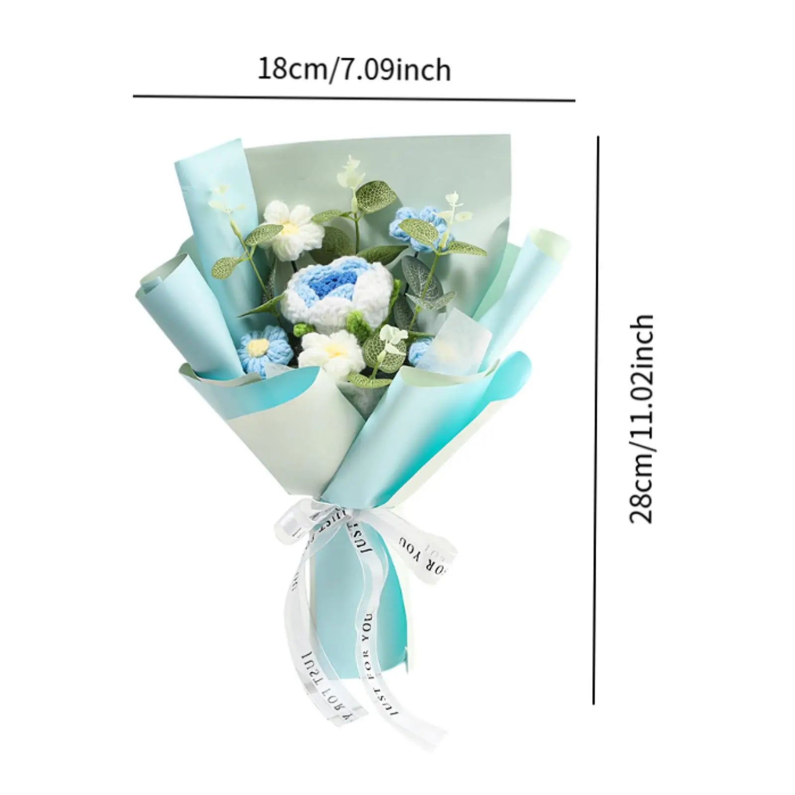 Knitted Flower Finished Home Decoration Crochet Flower Bouquet for Teacher’ Day Birthday Anniversary Thanksgiving Day Women