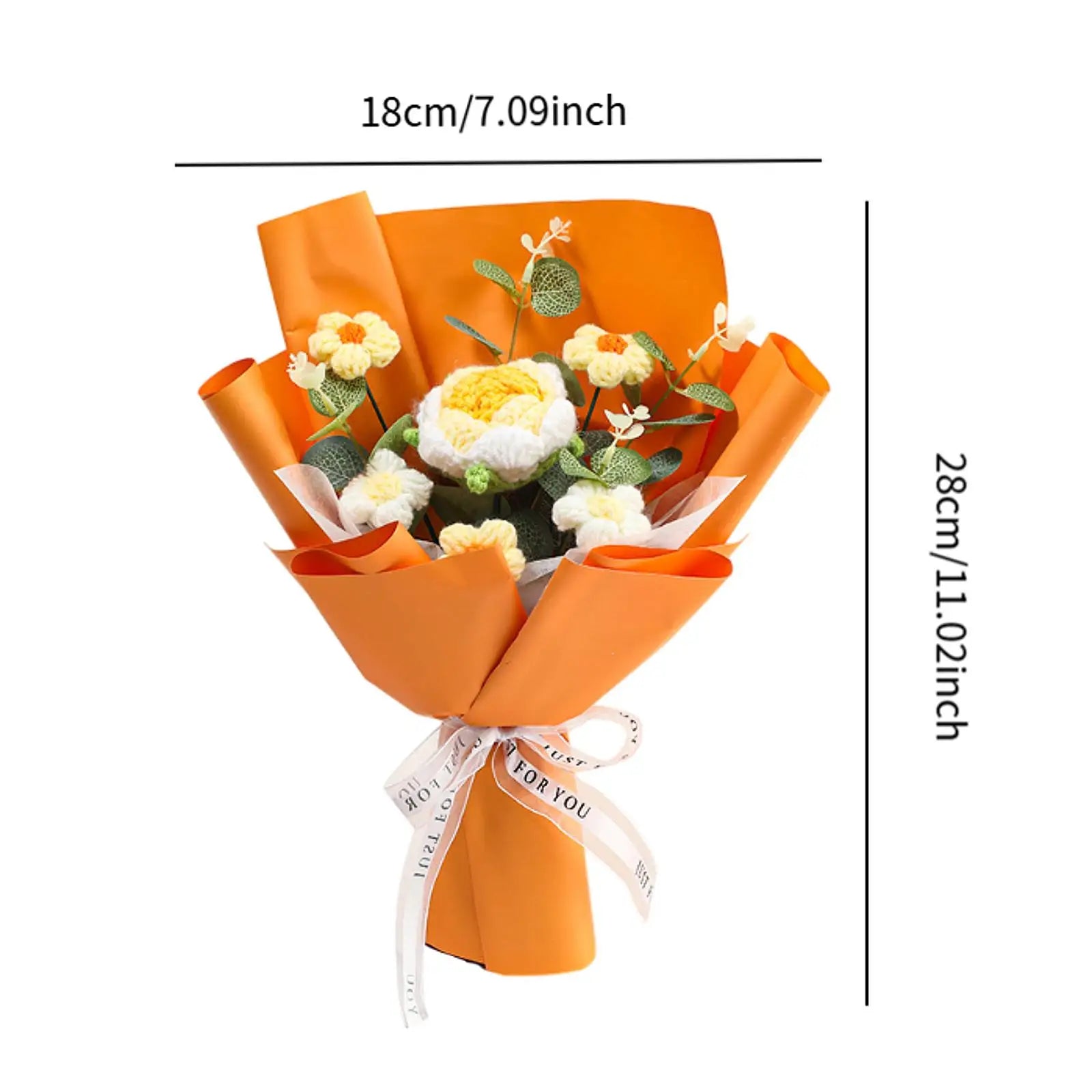 Knitted Flower Finished Home Decoration Crochet Flower Bouquet for Teacher’ Day Birthday Anniversary Thanksgiving Day Women