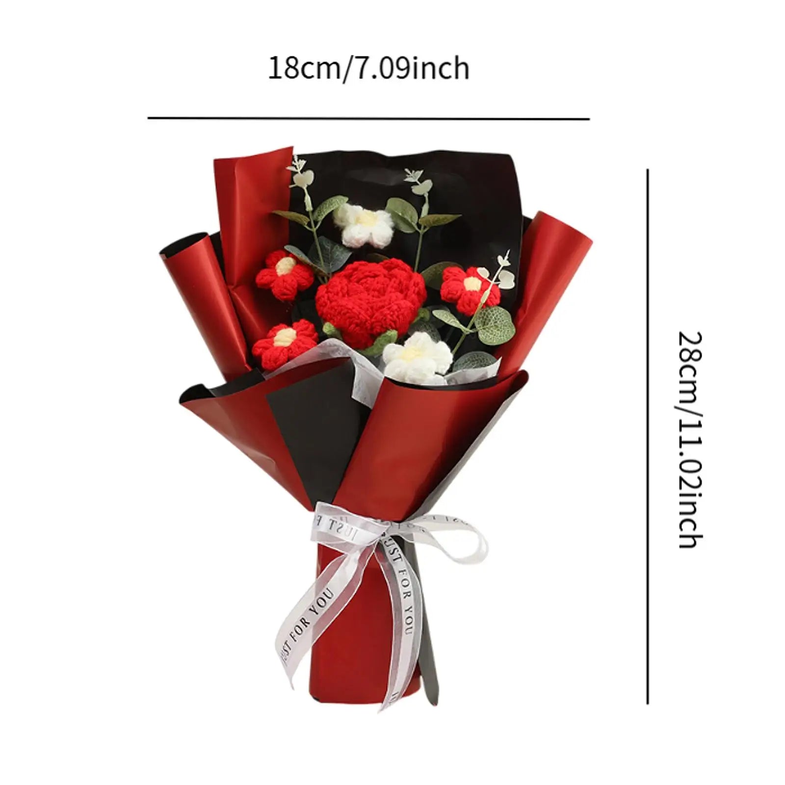 Knitted Flower Finished Home Decoration Crochet Flower Bouquet for Teacher’ Day Birthday Anniversary Thanksgiving Day Women
