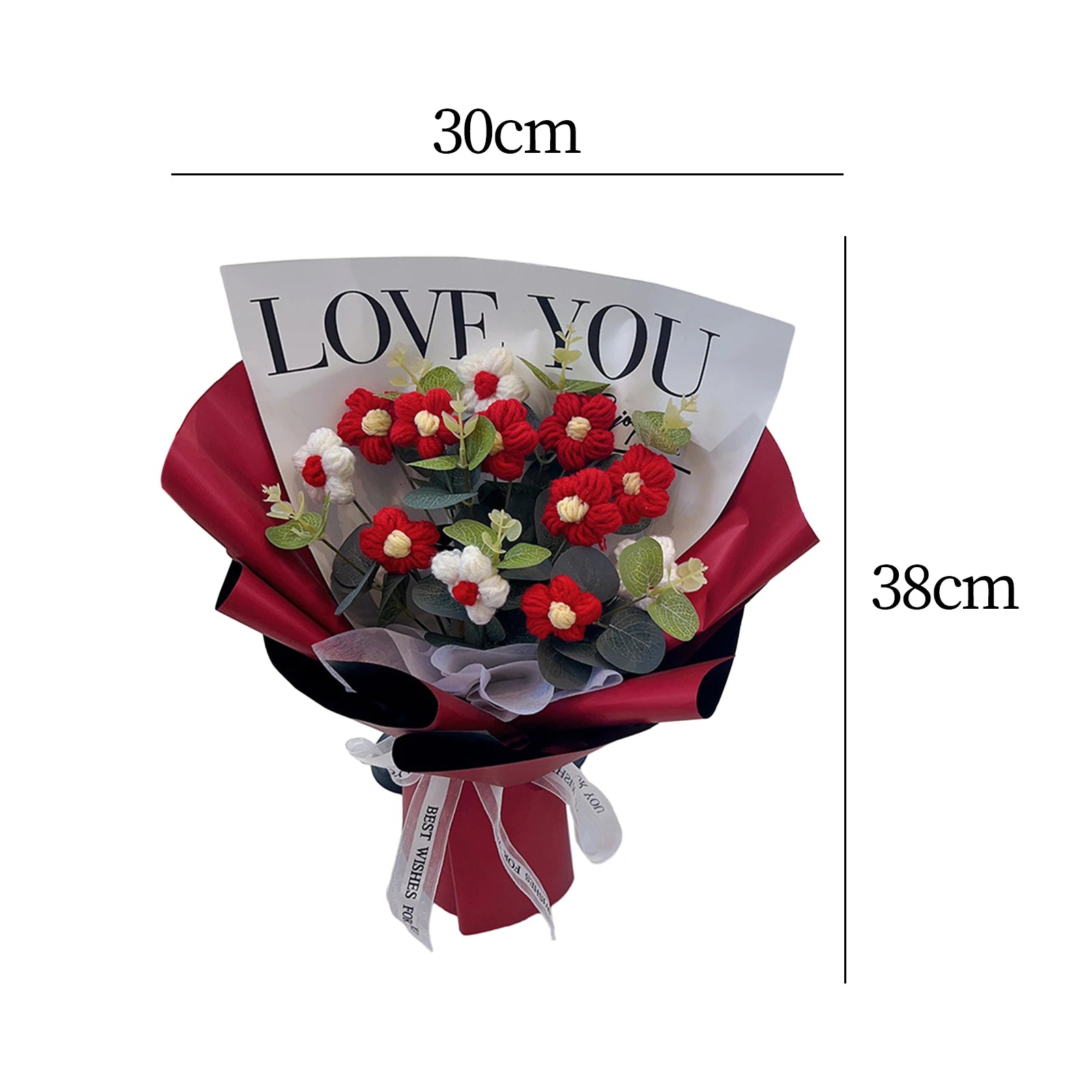 Knitted Flower Finished Home Decoration Crochet Flower Bouquet for Teacher’ Day Birthday Anniversary Thanksgiving Day Women